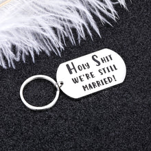 Load image into Gallery viewer, Funny Couple Anniversary Keychains for Husband Wife Birthday Valentine Day Wedding GITS for Men Women Hubby Wifey Marriage Gag Present for Him Her Stocking Stuffer Jewelry Key Chain