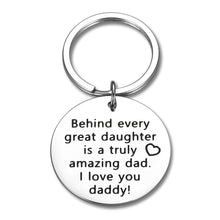 Load image into Gallery viewer, Dad Birthday Gift Keychain for Daddy Step Dad to Be Fathers Day Gifts from Daughter Kids I Love You Daddy Father of The Bride Step Father Figure Wedding Anniversary for Men Him