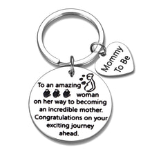Load image into Gallery viewer, Mommy to Be Gifts Keychain for New Mom Pregnancy Announcement Gift Soon to Be an Incredible Mother Woman First Time Mom Expecting Mother Inspirational Present Baby Announcement Jewelry Keyring for Her