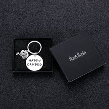 Load image into Gallery viewer, Camper Keychain Gifts for RV Camper Trailer Vacation Happy Camper Gifts for Friends Couples Women Men Camping Lovers Outdoor Present Keepsake Jewelry for Him Her