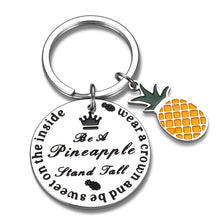 Load image into Gallery viewer, Inspirational Pineapple Keychain for Women Men Birthday Graduation Stand Tall Wear A Crown Be Sweet Motivational present for Daughter Teen Girls Graduates Jewelry Pineapple Stocking Stuffer Charm