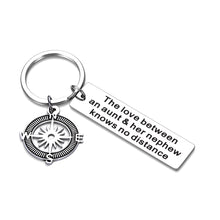 Load image into Gallery viewer, Aunt Gifts Keychain for Auntie from Nephew Birthday Christmas Long Distance the Love Between An Aunt And Her Nephew Knows No Distance Keyring Pendant