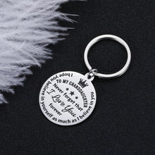 Load image into Gallery viewer, to My Granddaughter Gifts Key Chain Inspirational Granddaughter Birthday Graduation Christmas from Grandma Grandpa to Girls Teenage Kids Never Forget That I Love You Forever Stocking Stuffer Present
