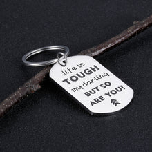 Load image into Gallery viewer, Cancer Surviver Gifts Keychain for Women Inspirational Cancer Awareness Fighter Gift Life is Tough My Darling But So are You for Sisters Best Friends Daughter Recovery Gift for Her
