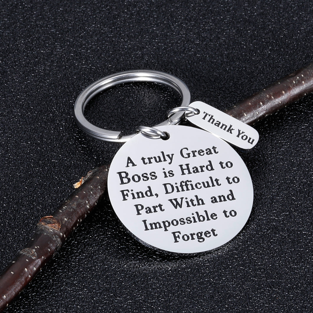 Boss Mentor Appreciation Keychain for Supervisor Leader Coworker A Truly Great Boss is Hard to Find Boss’s Day Leaving Boss Lady Retirement Thank You Birthday Stocking Stuffer