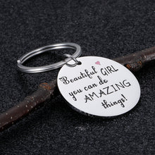 Load image into Gallery viewer, Inspirational Gifts Keychain for Women Daughter Birthday Graduation Encouragement Key Chain for Daughter Best Friends Sisters Beautiful Girl You Can Do Amazing Things Dog Tag for Niece Her Teenage
