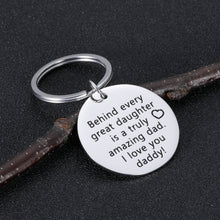 Load image into Gallery viewer, Dad Birthday Gift Keychain for Daddy Step Dad to Be Fathers Day Gifts from Daughter Kids I Love You Daddy Father of The Bride Step Father Figure Wedding Anniversary for Men Him

