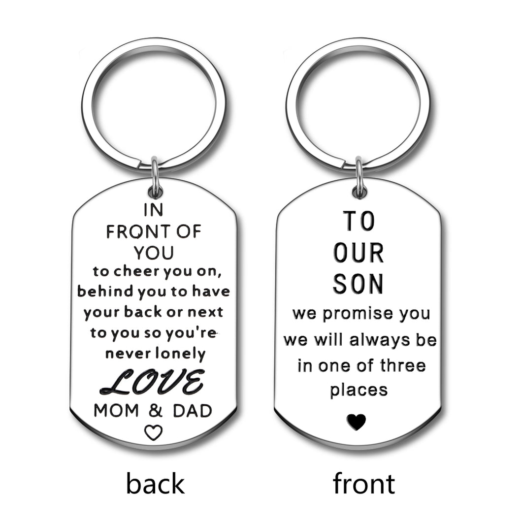 Son from Mom Dad Inspirational Keychain Graduation 2020 Birthday Valentine’s Day for Son Stepson Boy You’re Never Lonely Going Away from Father Mother