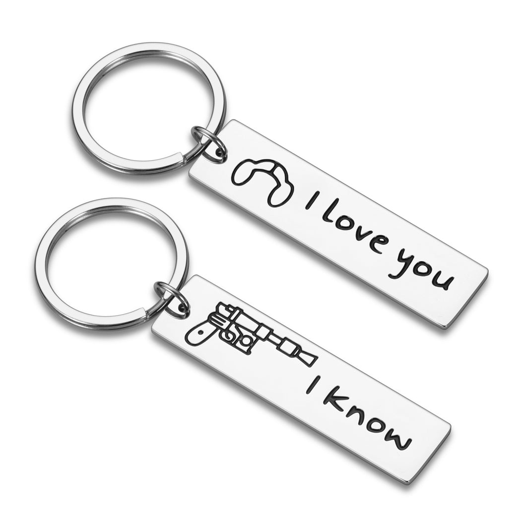 Aizza Couple Gifts for Boyfriend Girlfriend Star Wars Jewelry I Love You I Know Valentine’s Day Keychain Gift for Husband Wife