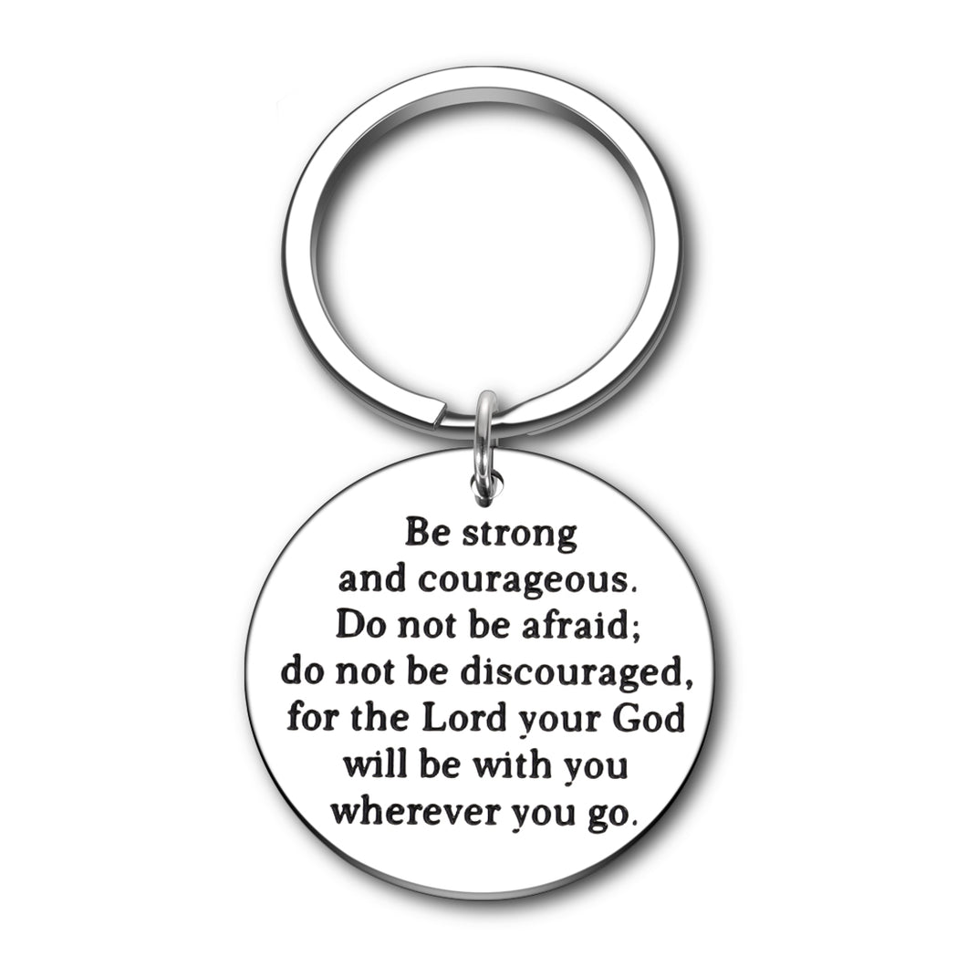 Christian Inspirational 2020 Graduation Gift Keychain Birthday Gift for Daughter Son Best Friends Be Strong and Courageous The Lord Will Be with You Wherever You Go Christmas Keyring Pendant Charm