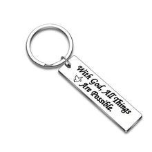 Load image into Gallery viewer, Christian Faith Gift Keychain for Friends Inspirational Birthday Graduation Christmas Gift with All Things are Possible Godmother Encouragement Religious First Communion Baptism Gifts for Women Men
