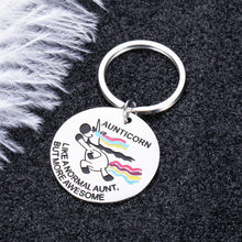 Load image into Gallery viewer, Funny Aunt Gifts Keychain from Niece Nephew Unicorn Aunt Birthday Mothers Day Christmas Gifts for Auntie Aunticorn More Awesome Keychain Appreciation Gift for Her Women Aunt Keepsake Jewelry
