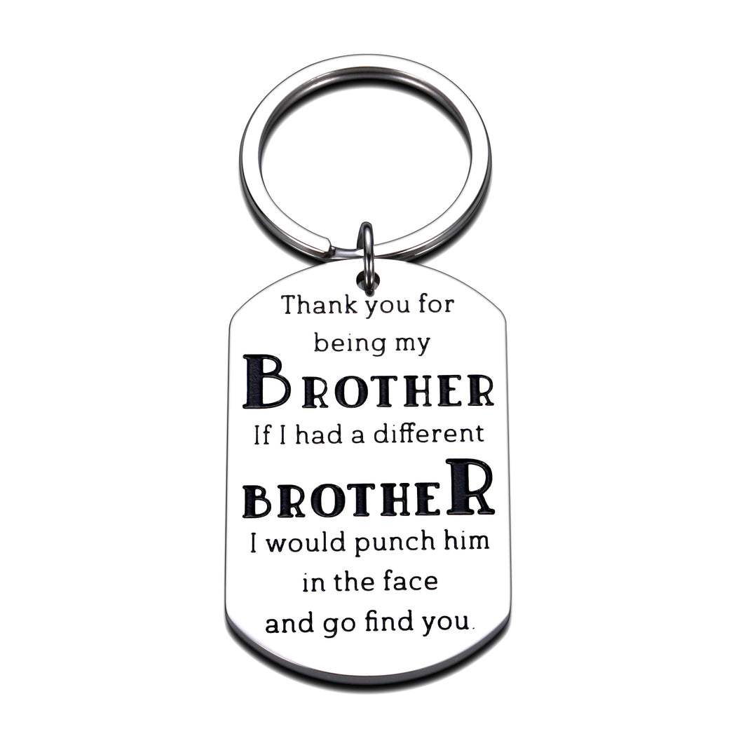 Funny Brother Gift Keychain from Sister Bro Birthday Christmas Graduation Friendship Gift for Big Little Brother in Law Best Friend Wedding Fraternity Keyring for BFF Men Family Present