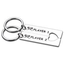 Load image into Gallery viewer, Funny Gamer Couple Gifts Player 1 Player 2 Keychain 2PCS for Boyfriend Girlfriend Valentine Birthday Anniversary Gift for Husband Wife Fiance Matching Christmas Present for Him Her
