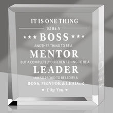 Load image into Gallery viewer, Boss Day Appreciation Gift for Leader Women Men Acrylic Office Decor Gift for Boss Lady Birthday Christmas Leaving Going Away Thank You Gift for Mentor Coworker Paperweight Keepsake for Him Her
