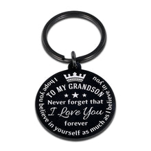 Load image into Gallery viewer, Grandson Gifts Keychain from Grandpa Grandma Graduation Birthday Christmas Inspirational Gift for Teen Boys Kids Men New Driver from Grandparents Stocking Stuffer for Him
