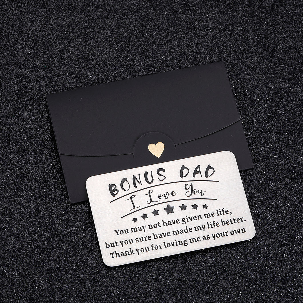 Fathers Day Bonus Dad Gifts Stepdad Gifts Wallet Insert Card for Dad Daddy Gifts from Daughter Son Kids Papa Birthday Metal Wallet Presents Father in Law Gift for Men Him Valentines Day Wedding