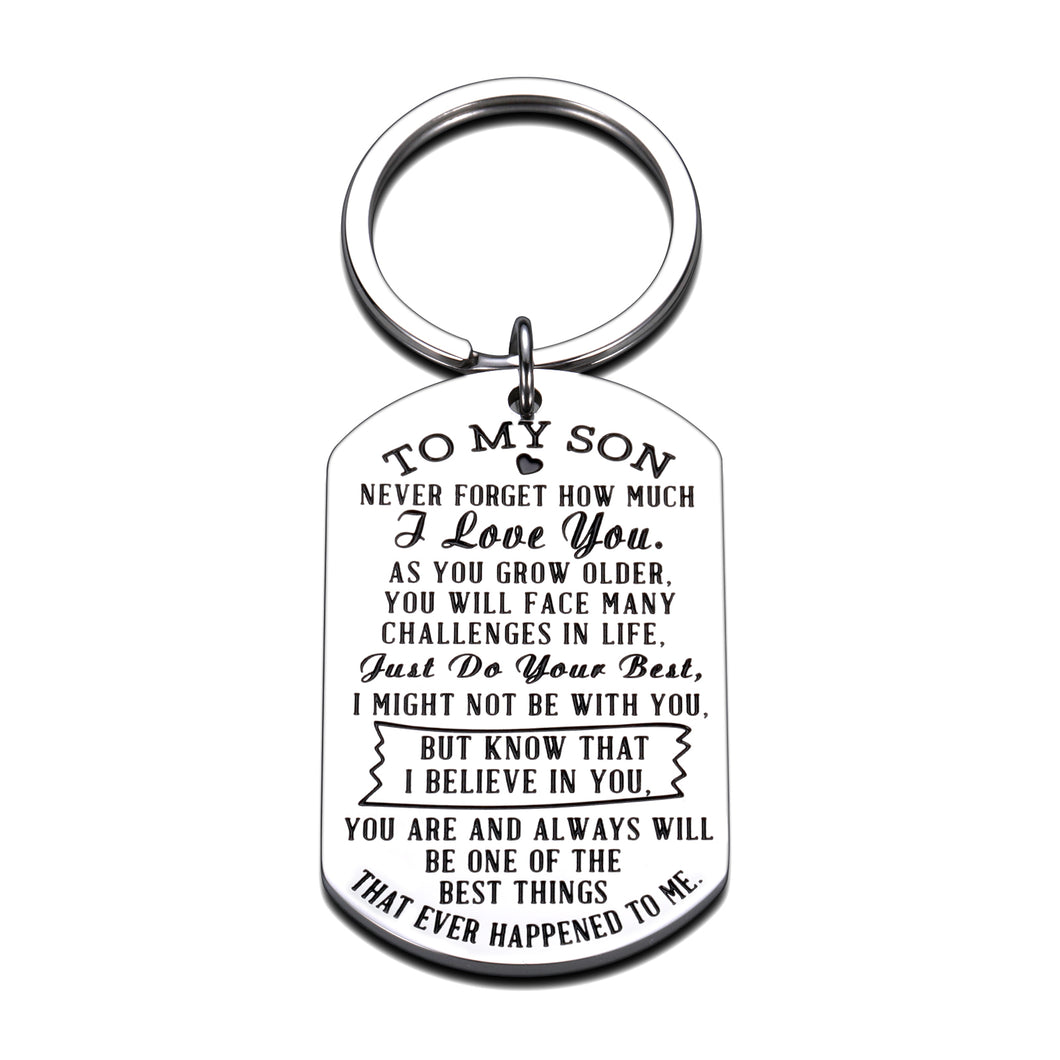 to My Son Gifts from Mom Dad Inspirational Keychain Birthday Graduation Christmas for Boys Men I Love You Key Pendant Back to School Anniversary New Year Going Away Present for Him