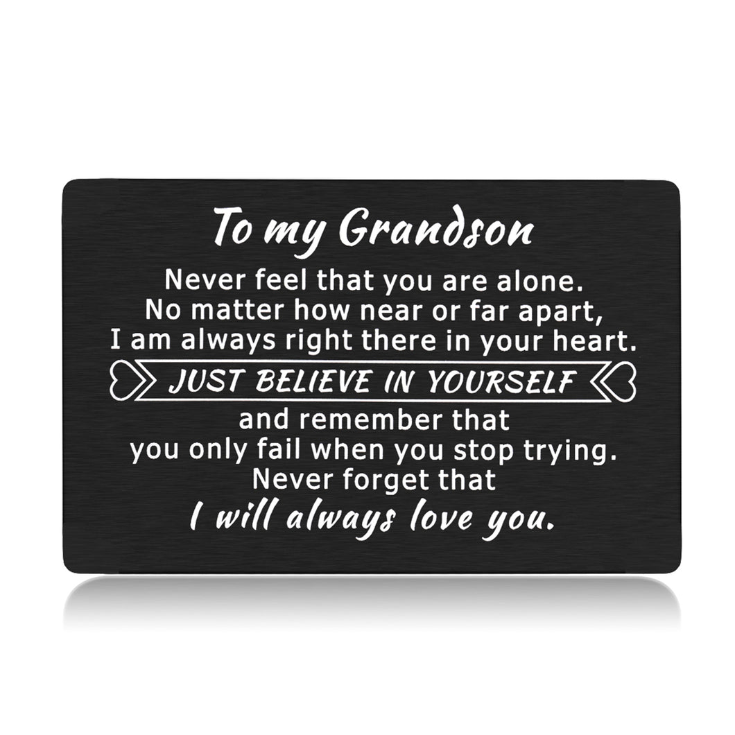 Grandson Gifts Wallet Card Insert from Grandma Grandpa, Valentine Graduation 2021 Birthday Gifts for Teen Boys Teenage Adult Grandson from Grandparents Inspirational Christmas Wallet Card for Him