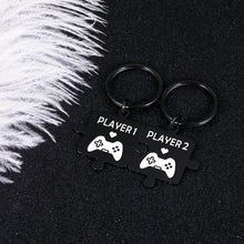 Load image into Gallery viewer, Funny Boyfriend Gift from Girlfriend Gamer Player 1 Player 2 Couple Valentine Matching Keychain for Gamer Birthday Anniversary Christmas 2PCS Gift for Husband Fiance from Wife Fiancee
