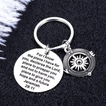 Load image into Gallery viewer, Religious Inspirational Keychain Gifts for Men Women Christian Birthday Graduation for Daughter Son Friends Bible Verse Jeremiah 29:11 Keychain for Godson Goddaughter Baptism Christmas Keyring
