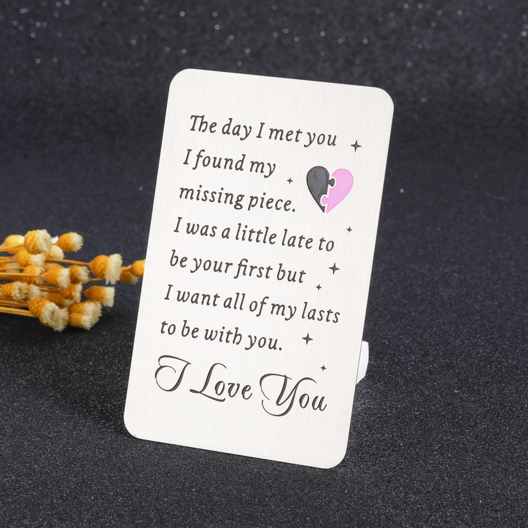 Anniversary GITS for Husband Wife I Love You Wallet Insert Card Gift for Him Her Valentine’s Day Birthday Engagement Metal Wallet Card for Boyfriend Girlfriend Christmas Wedding for Fiance