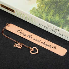 Load image into Gallery viewer, 2022 Graduation Bookmark Gift for Book Lover Inspirational Birthday Retirement Christmas Stocking Stuffers Gift for Women Men Boys Girls Senior Coworker Leaving Promotion New Dad Mom Gift Rose Gold
