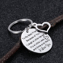 Load image into Gallery viewer, Friendship Gifts Keychain Thank You Gift to My Best Friend Because of You I Smile A Lot More I Love You Appreciation Gifts for BFF Sisters Birthday Graduation Valentine Christmas Gift for Teen Girls
