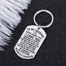 Load image into Gallery viewer, Anniversary Husband Gifts Keychain from Wife Birthday Valentine’s Day Gift for Fiance Bridegroom Hubby My Soulmate My Everything I Love You Wedding Couple Keyring Pendant for Him Men
