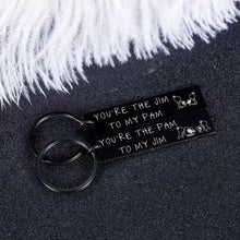 Load image into Gallery viewer, The Office Couple Gifts Keychain Set of 2 for Boyfriend Girlfriend Husband Wife Valentine Birthday Pres Jim and Pam Gift Engagement Wedding Anniversary Christmas TV Show Lover Keyring for Him Her
