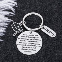 Load image into Gallery viewer, 2020 Graduation Inspirational Gifts Keychain for Women Men Best Friends Remember How Far You Have Come High College School Masters Nurses Graduates Gift from Mom Dad to Daughter Son Grads
