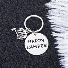 Load image into Gallery viewer, Camper Keychain Gifts for RV Camper Trailer Vacation Happy Camper Gifts for Friends Couples Women Men Camping Lovers Outdoor Present Keepsake Jewelry for Him Her
