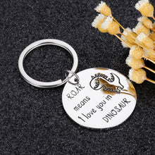 Load image into Gallery viewer, Aizza Dinosaur Gifts Keychain for Daughter Son Birthday Anniversary Gift Roar Means I Love You in Dinosaur Girls Boys Dinosaur Fans Funny Gift Valentines Day Christmas for Boyfriend Girlfriend
