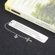 Load image into Gallery viewer, Religious Gifts Bookmark for Men Women Inspirational Christian Gifts Cross Bookmark Bible Verse Easter Birthday Graduation Christmas for Him Her Baptism Joshua 1:9 Bookmark for Godson Goddaughter
