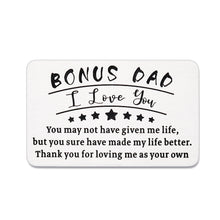 Load image into Gallery viewer, Fathers Day Bonus Dad Gifts Stepdad Gifts Wallet Insert Card for Dad Daddy Gifts from Daughter Son Kids Papa Birthday Metal Wallet Presents Father in Law Gift for Men Him Valentines Day Wedding
