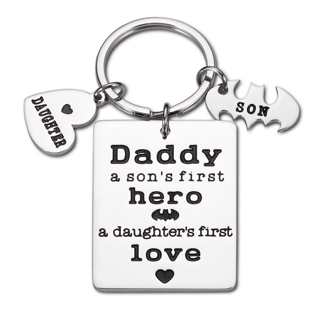 Fathers Day Gift Dad Keychain from Son Daughter to Daddy Christmas Birthday Gift for Stepdad New Dad to Be Husband from Kids Stepdaughter Stepson Wife Father of the Bride Valentine Wedding Men Him