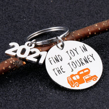 Load image into Gallery viewer, 2021 Find Joy in The Journey Camping Keychain Gifts for Camper Traveler RV Owner Graduation Retirement Gift for Women Men Boss Coworker Graduation Happy Camper Gifts Decor RV Motorhome Accessories
