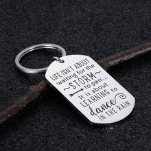 Load image into Gallery viewer, Encouragement Gifts for Daughter Son Motivational Keychain Inspirational Birthday Graduation Gift for Women Men Teenage Girls Boys Life Isn’t About Waiting The Storm Jewelry Charm
