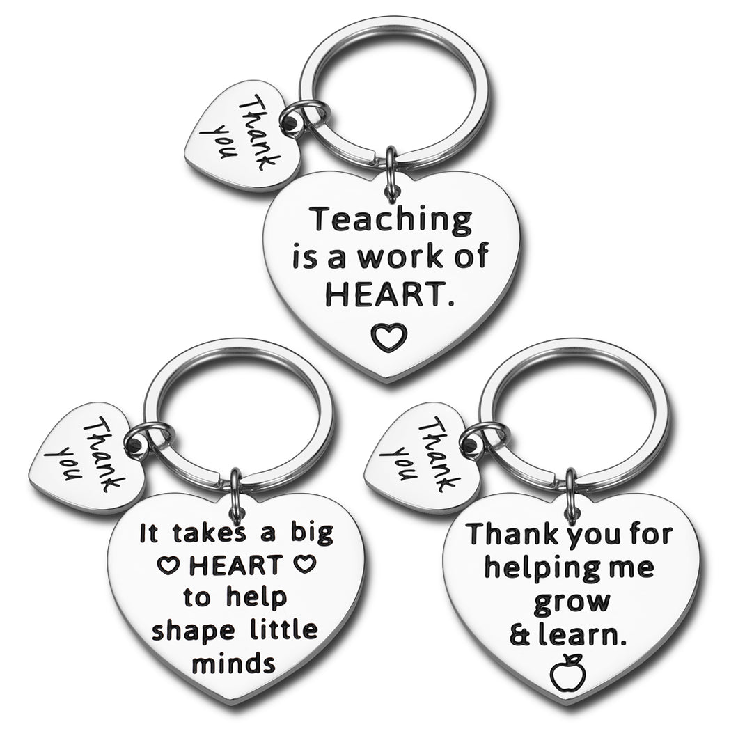 Teacher Appreciation Gifts 3PCS Keychain Teachers Day Graduation for Women Men Birthday Thank You Gift from Students Back to School Christmas Jewelry for Teachers