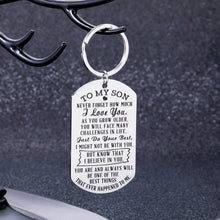 Load image into Gallery viewer, to My Son Gifts from Mom Dad Inspirational Keychain Birthday Graduation Christmas for Boys Men I Love You Key Pendant Back to School Anniversary New Year Going Away Present for Him
