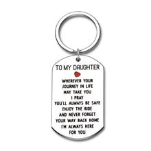 Load image into Gallery viewer, to My Daughter Gift Birthday Keychain from Mom Dad Inspirational Graduation Gift I’m Always Here for You Encouragement New Driver Going Away Key Chain Stocking Stuffer for Teens Girls
