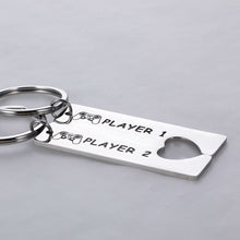 Load image into Gallery viewer, Funny Gamer Couple Gifts Player 1 Player 2 Keychain 2PCS for Boyfriend Girlfriend Valentine Birthday Anniversary Gift for Husband Wife Fiance Matching Christmas Present for Him Her

