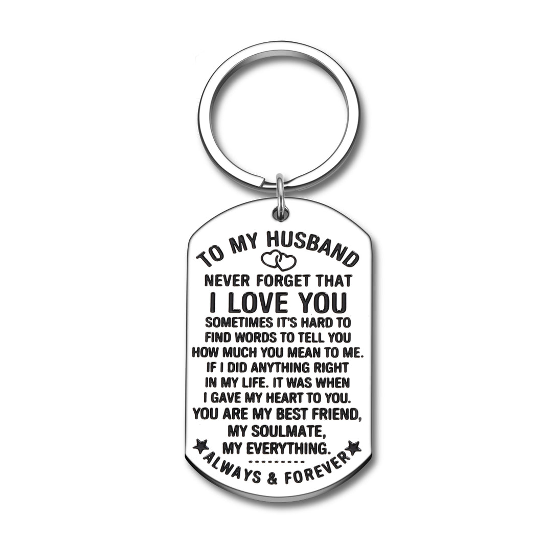 Anniversary Husband Gifts Keychain from Wife Birthday Valentine’s Day Gift for Fiance Bridegroom Hubby My Soulmate My Everything I Love You Wedding Couple Keyring Pendant for Him Men