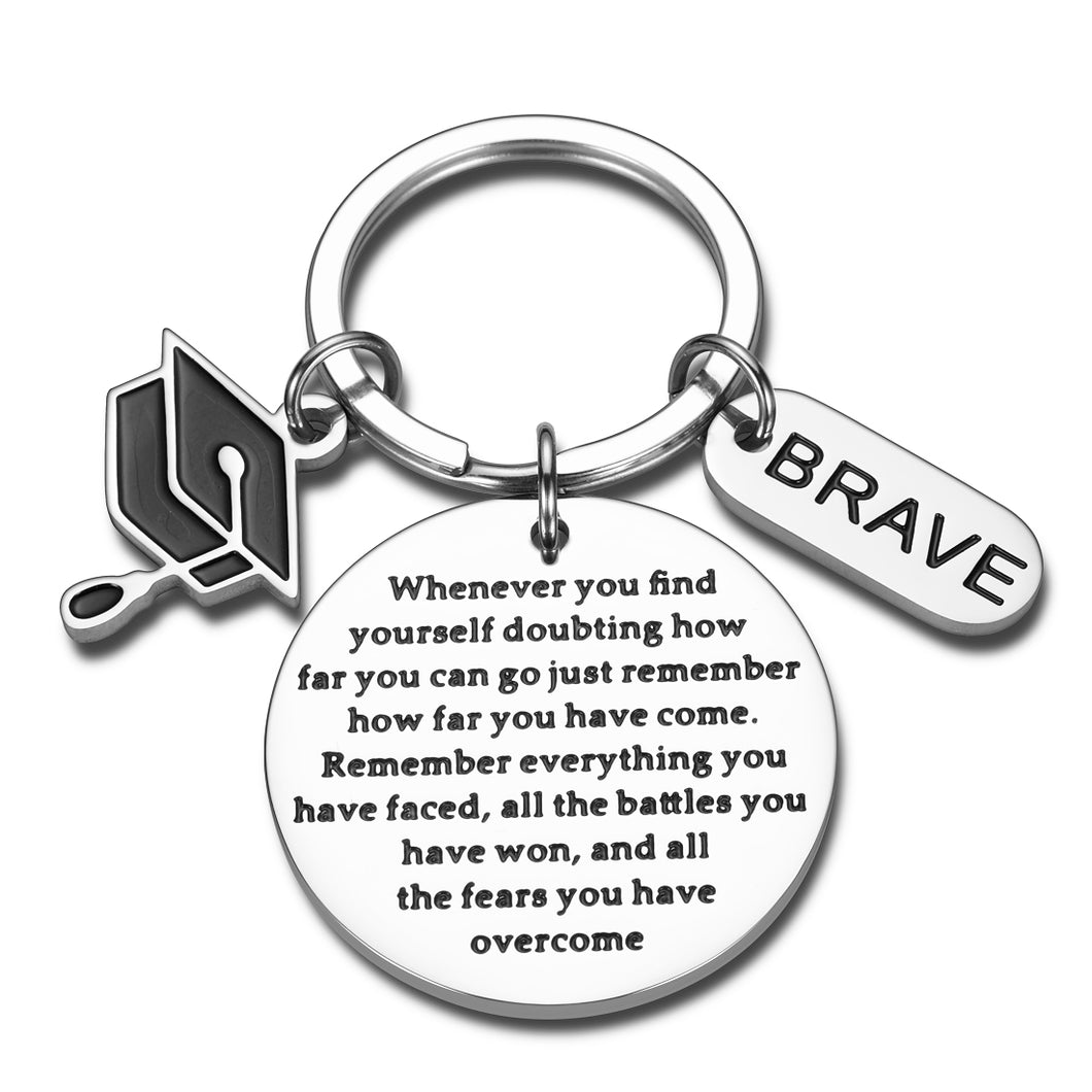 2020 Graduation Inspirational Gifts Keychain for Women Men Best Friends Remember How Far You Have Come High College School Masters Nurses Graduates Gift from Mom Dad to Daughter Son Grads