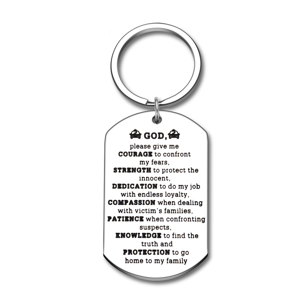 Police Gifts Christian Keychain for Police Officer Policeman Birthday Graduation Valentine’s Day Gift for Cop Police Academy from Girlfriend Boyfriend Wife God Give Me Strength to Protect the Innocent