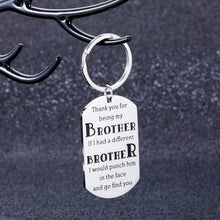 Load image into Gallery viewer, Funny Brother Gift Keychain from Sister Bro Birthday Christmas Graduation Friendship Gift for Big Little Brother in Law Best Friend Wedding Fraternity Keyring for BFF Men Family Present
