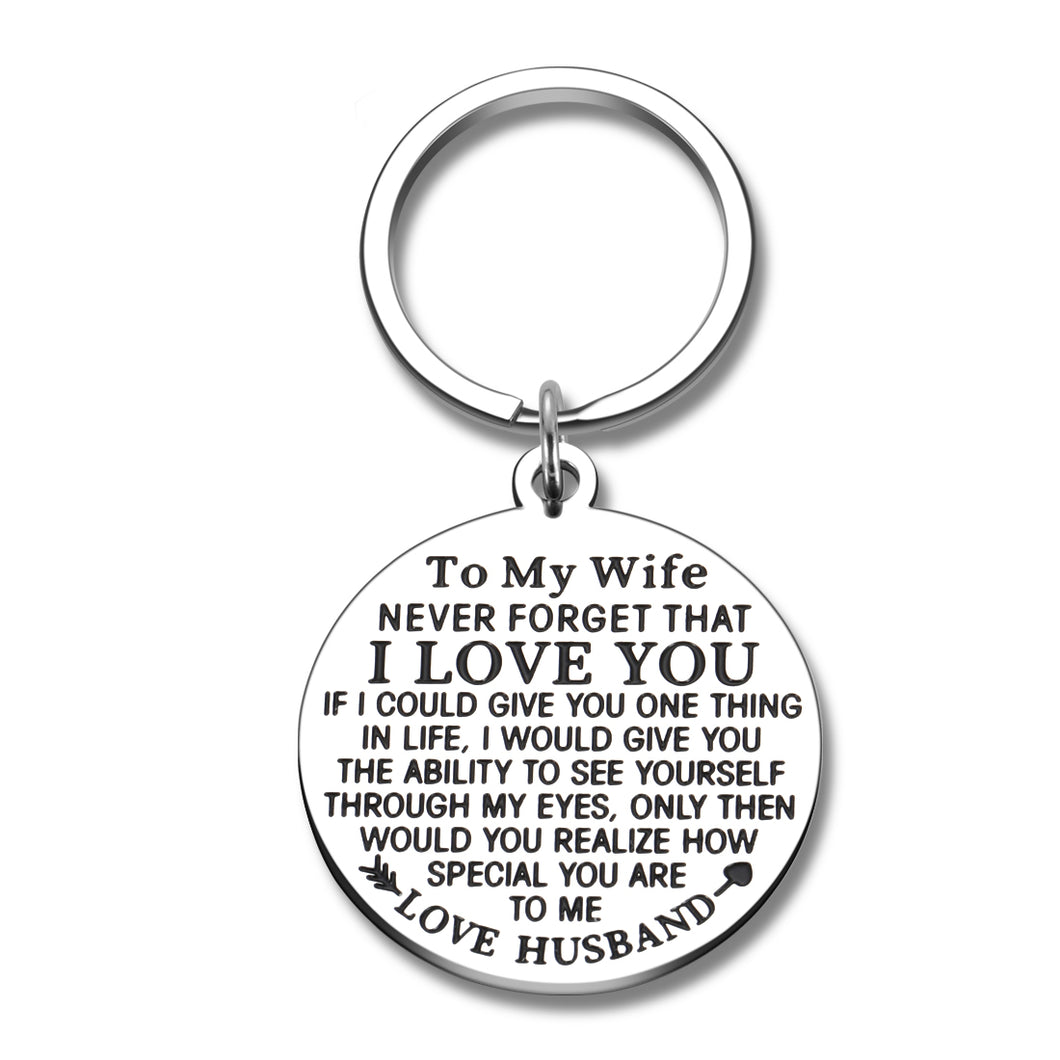 To My Wife Gifs Birthday Keychain from Husband Couple Valentine Wedding Gifs for Women Fiancee Never Forget That I Love You Xmas Gift Pendant Jewelry Keyring for Her