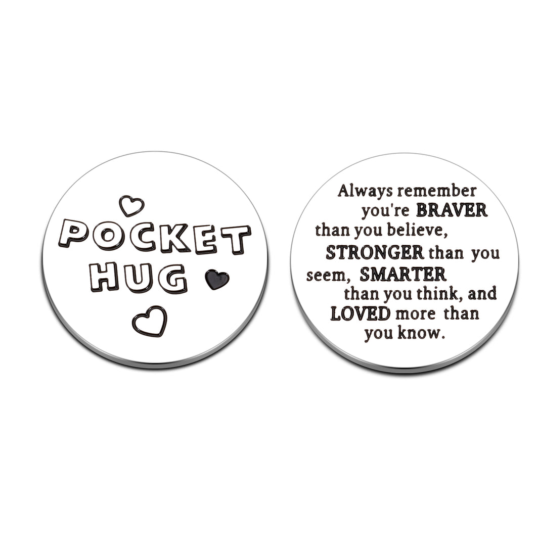 Pocket Hug Token Gifts for Men Women Inspirational Birthday Valentine Graduation Gift for Friends Daughter Son Long Distance Christmas Appreciation for Coworker Boss Mom Dad Double Sided Coin