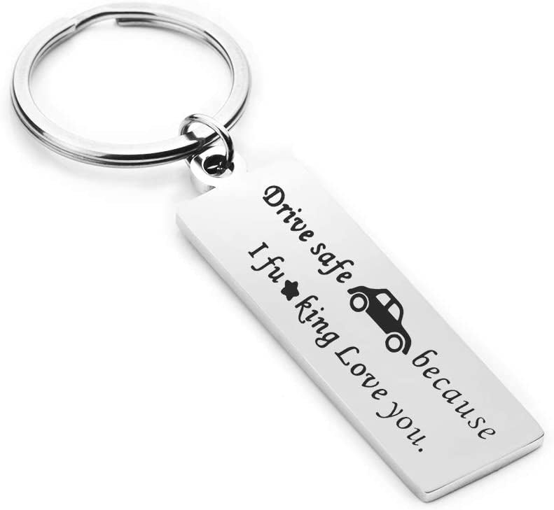 Drive Safe Keychain Birthday XMAS Gifs for Boyfriend Dad Husband New Car Gif Special Gif for Traveler Personalized Keyring for Trucker New Driver LDR Guardian Angel Key Pendant Charm
