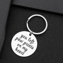 Load image into Gallery viewer, Pet Memorial Keychain Loss of Pet Gift Personalized Remembrance Keyring Sympathy Gift Angel pet in Heaven Keyring Pet Grief Gift You Left Pawprint on My Heart
